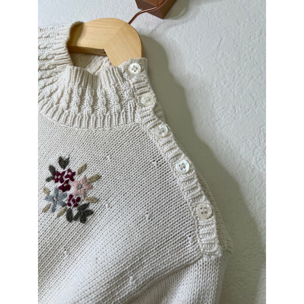 Vintage Liz Claiborne Floral Embroidered Mock Neck Sweater Sz Small Cottagecore - Picture 4 of 6
